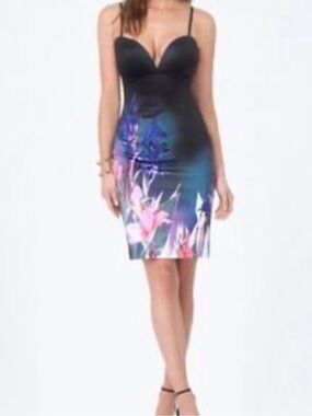 NWT Bebe Scuba material  Bodycon Midi Dress in Black and Blue